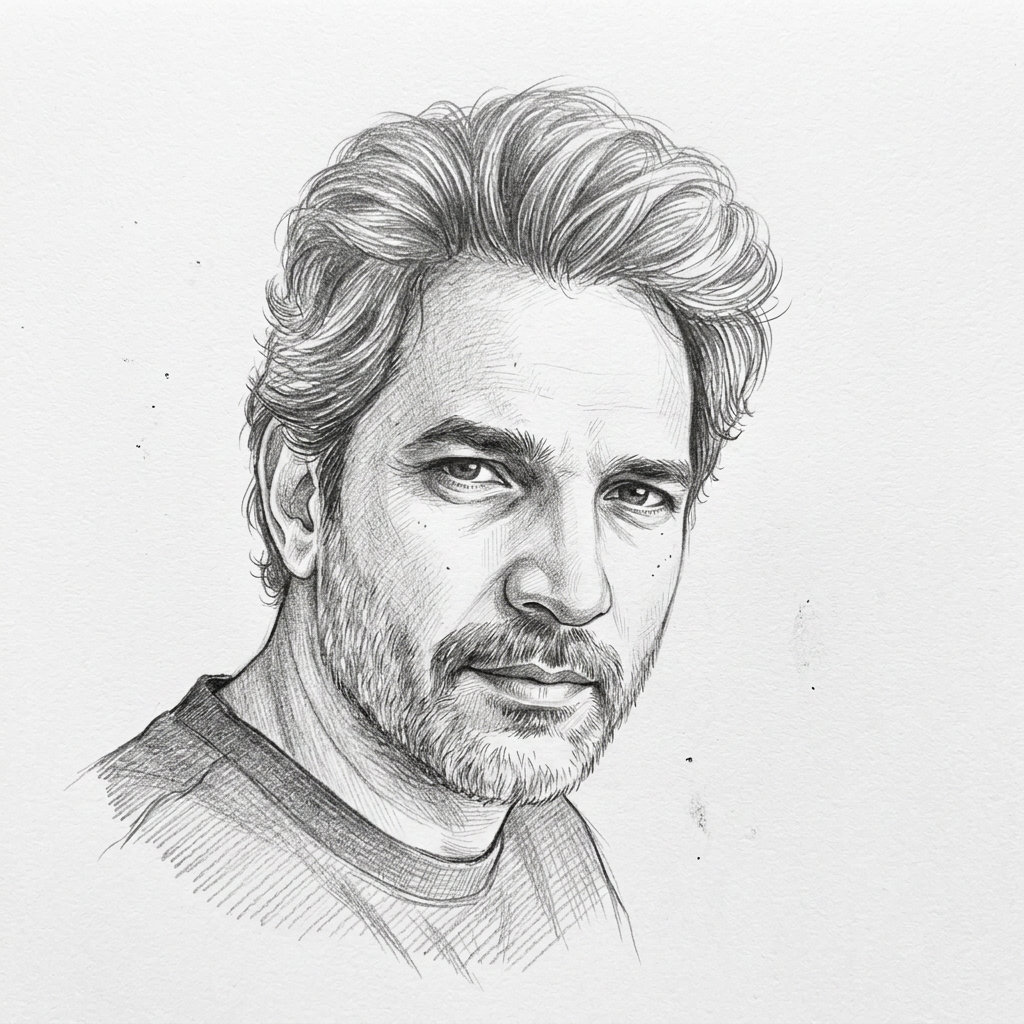 Pencil portrait of Sandeep Khomne